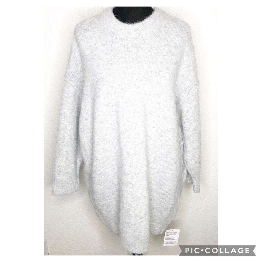 Topshop light gray fuzzy knit sweater dress size 12 NWT